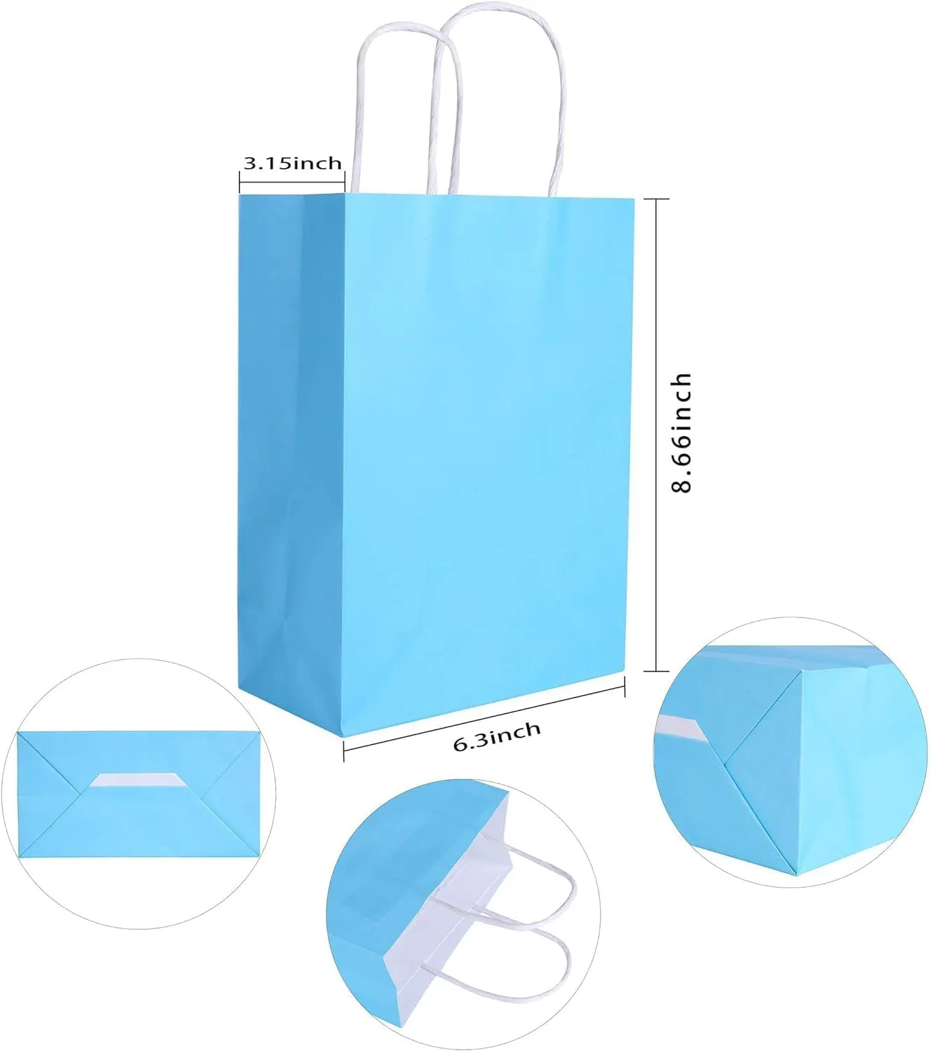 SUNCOLOR 24 Pieces 9" Rainbow Goodie Bags Small Gift Bags with Handle for Party Favor Bags (Rainbow)