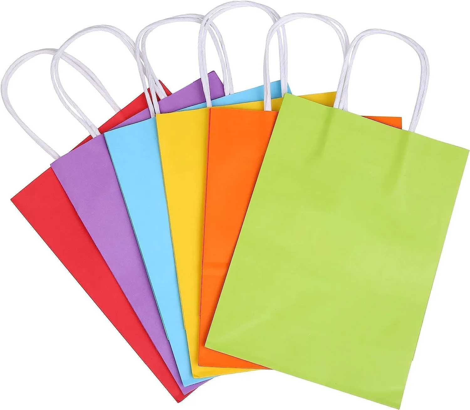 SUNCOLOR 24 Pieces 9" Rainbow Goodie Bags Small Gift Bags with Handle for Party Favor Bags (Rainbow)