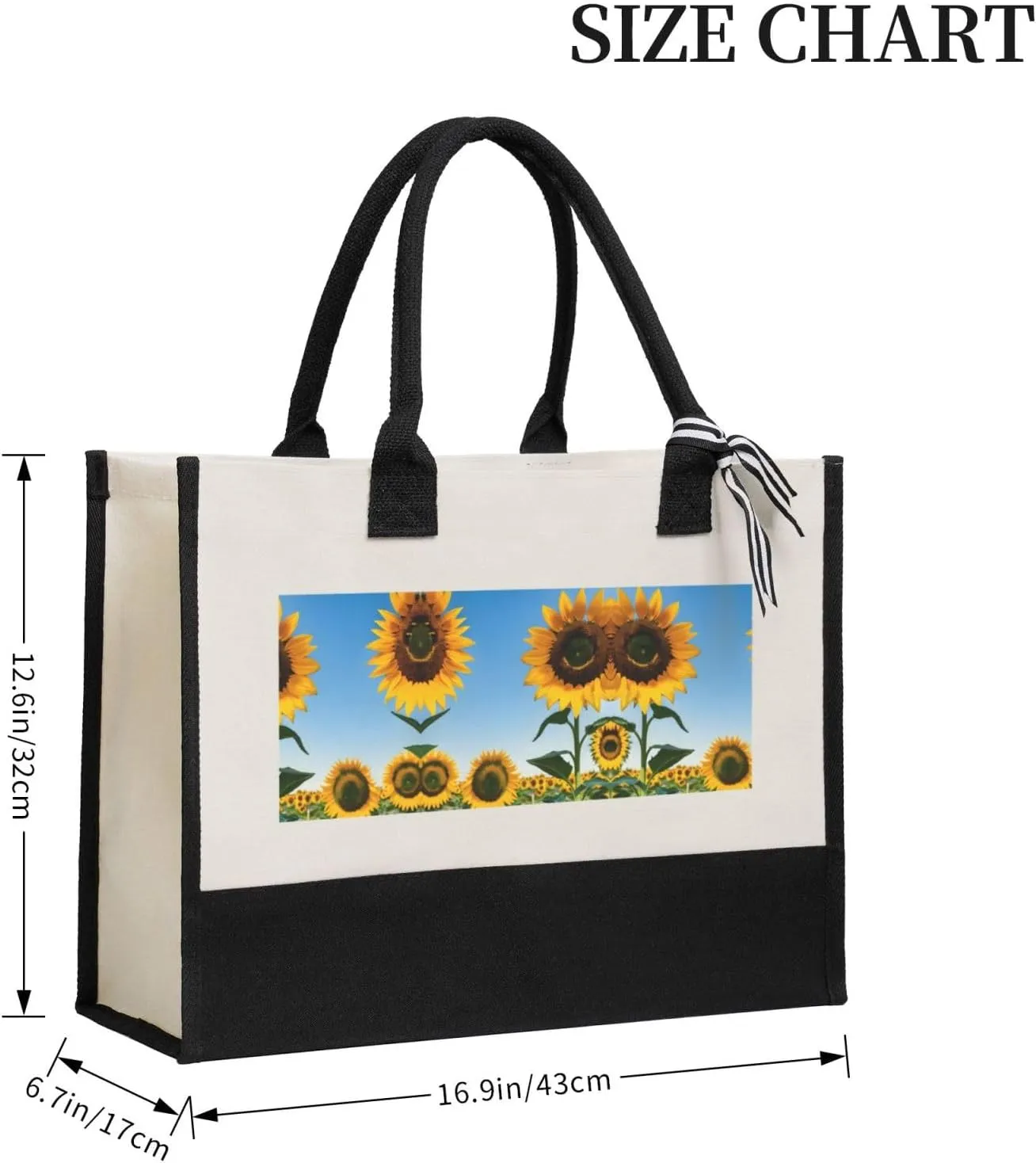 Sunflowers Sun Christmas Tote Bags With Handles Canvas Reusable Gift Bag For Women Shopping Holiday Travel