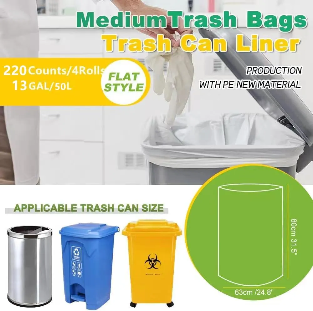 SWIHELP Tall Kitchen Trash Bags 13 Gallon Garbage Bags 50 Liters Plastic Trash Can Liners Waste Basket Bin Liners for Home Office Outdoor 160 Counts