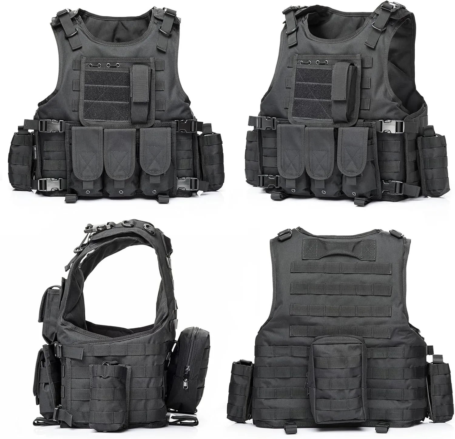 Tactical Vest for Men, Airsoft Vest, Black Molle Vest and Cap Protective Equipment, Tactical Airsoft Gear