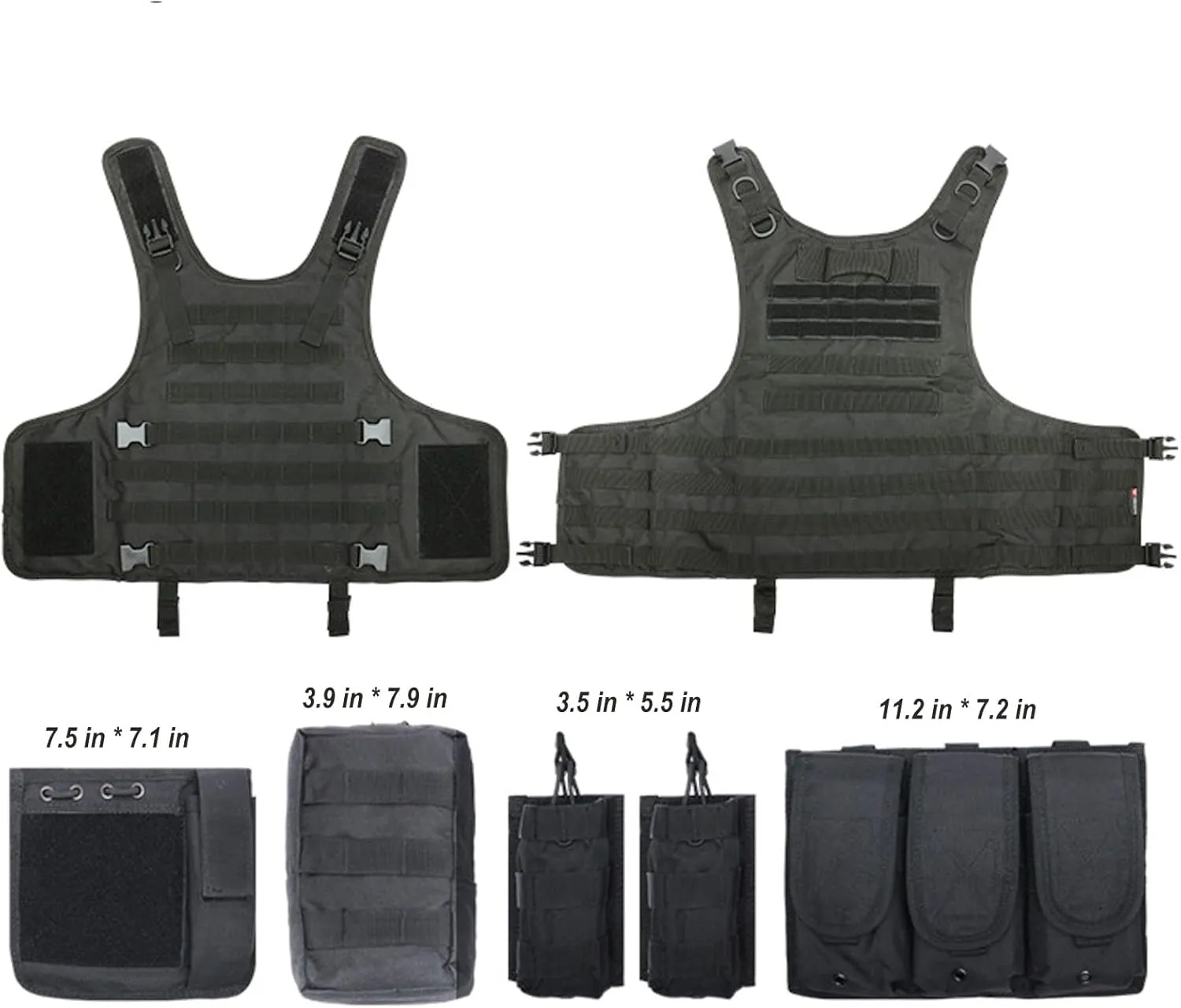 Tactical Vest for Men, Airsoft Vest, Black Molle Vest and Cap Protective Equipment, Tactical Airsoft Gear