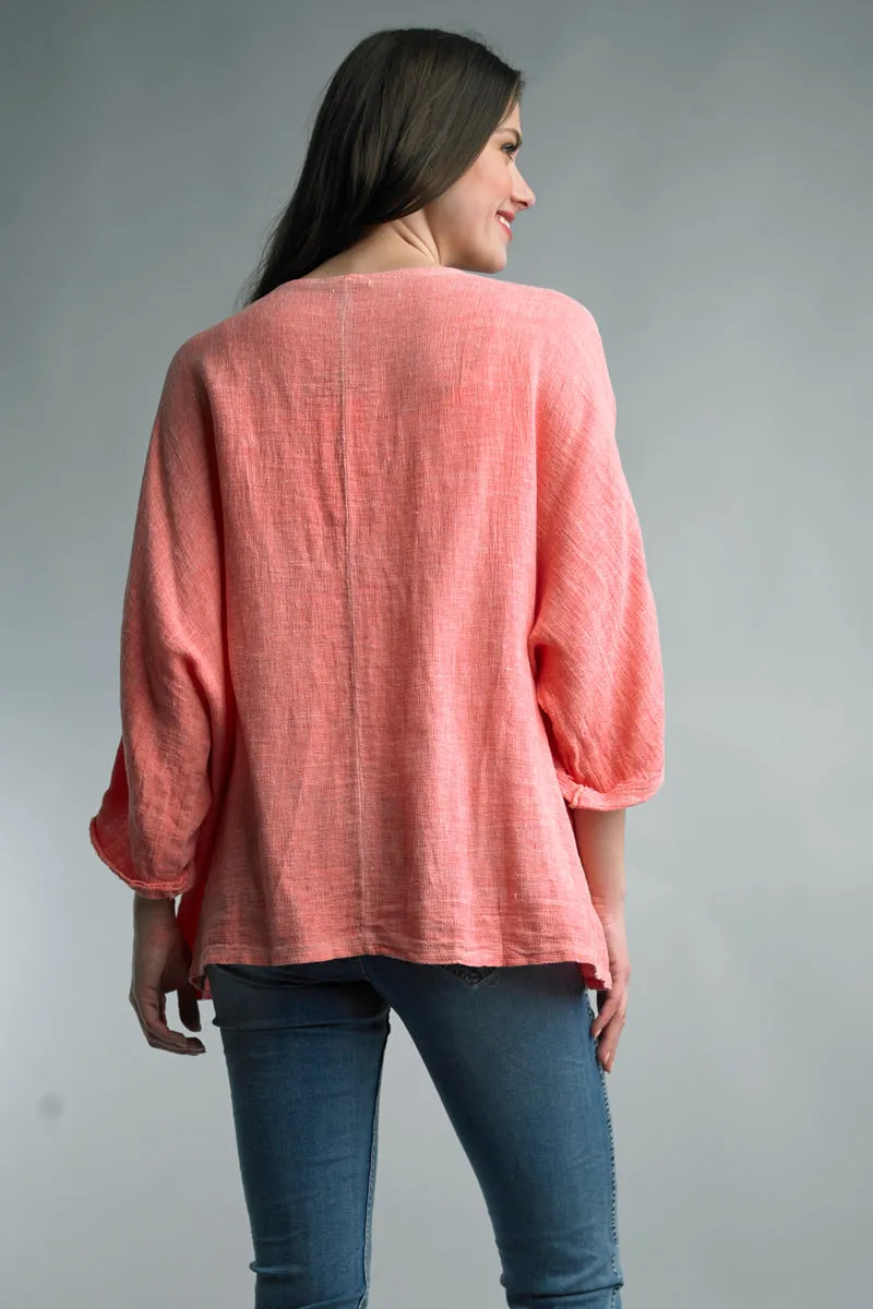 Tempo Paris Coral Linen One Button Oversized Jacket