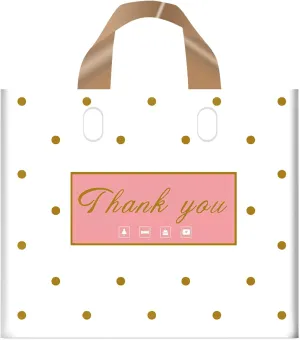 Thank You Bags - 50 Pack Plastic Bags for Small Business, Retail, Parties & Favors (Polka Dot, Medium 12"x14")