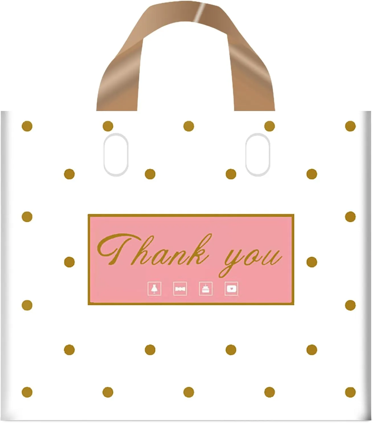 Thank You Bags - 50 Pack Plastic Bags for Small Business, Retail, Parties & Favors (Polka Dot, Medium 12"x14")