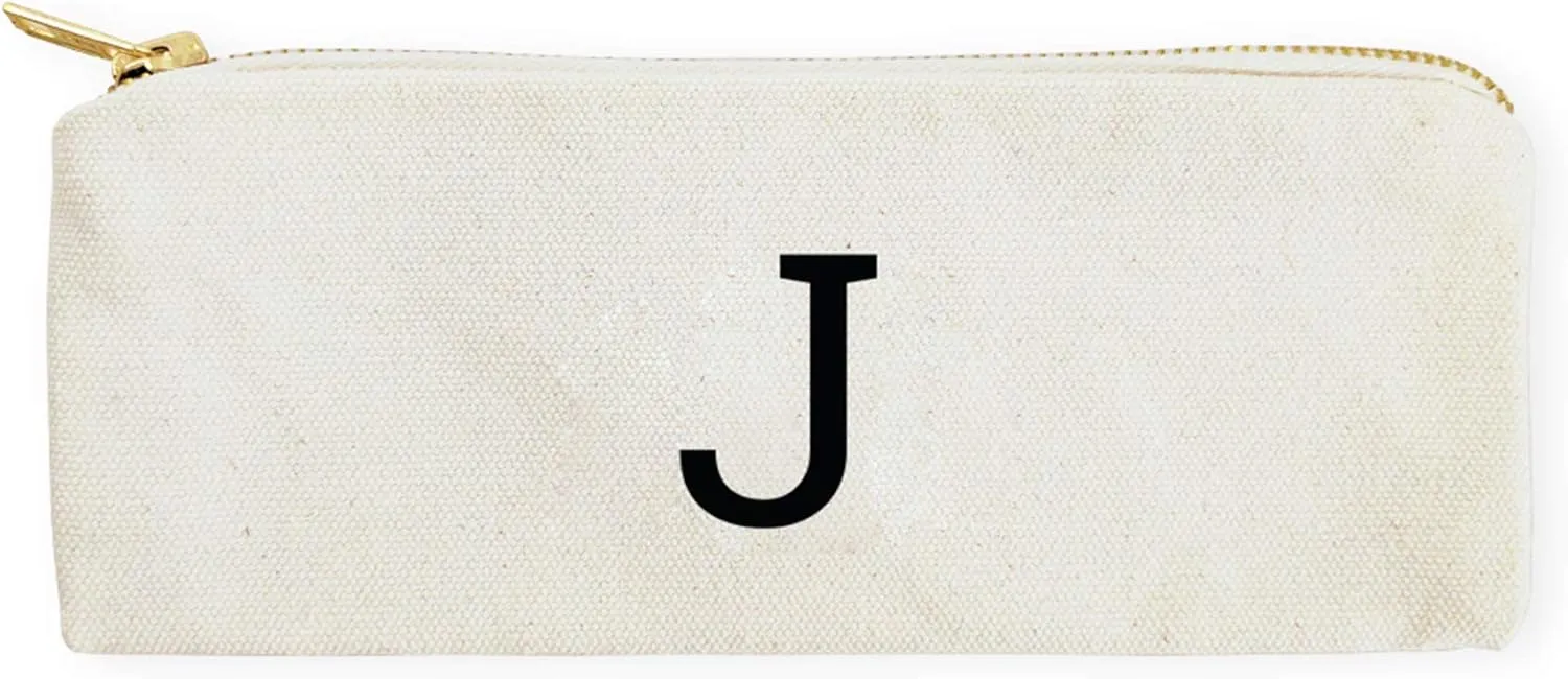 The Cotton & Canvas Co. Personalized Modern Monogram Initial J Small Cosmetic Case and Travel Pouch for Office or On The Go