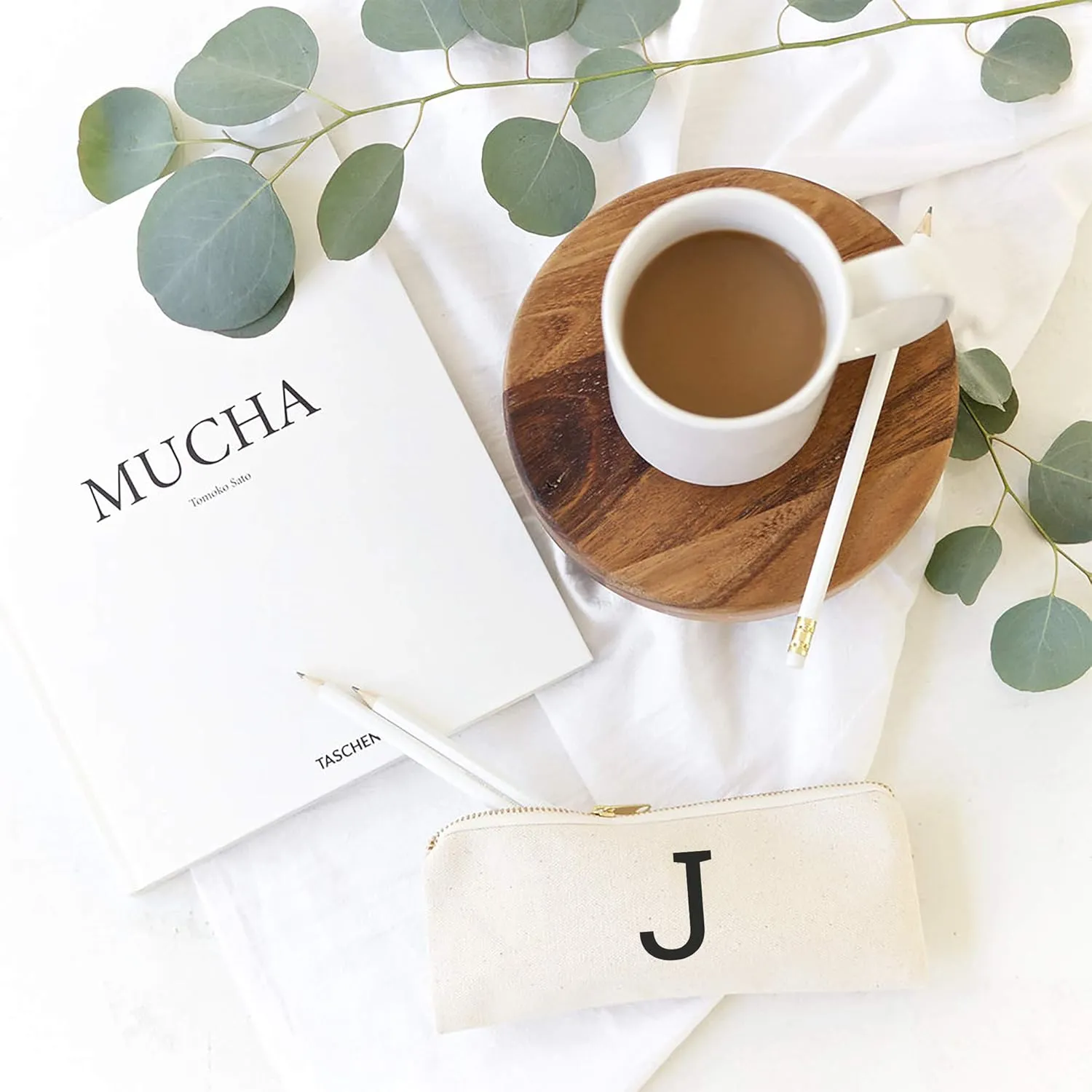 The Cotton & Canvas Co. Personalized Modern Monogram Initial J Small Cosmetic Case and Travel Pouch for Office or On The Go