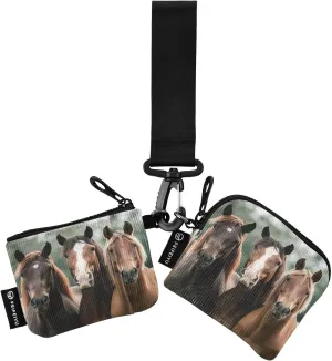 Thought Horse Zip Around Wristlet Wallet for Women Portable Detachable Dual Pocket Keychain Wallet Wrist Wallet
