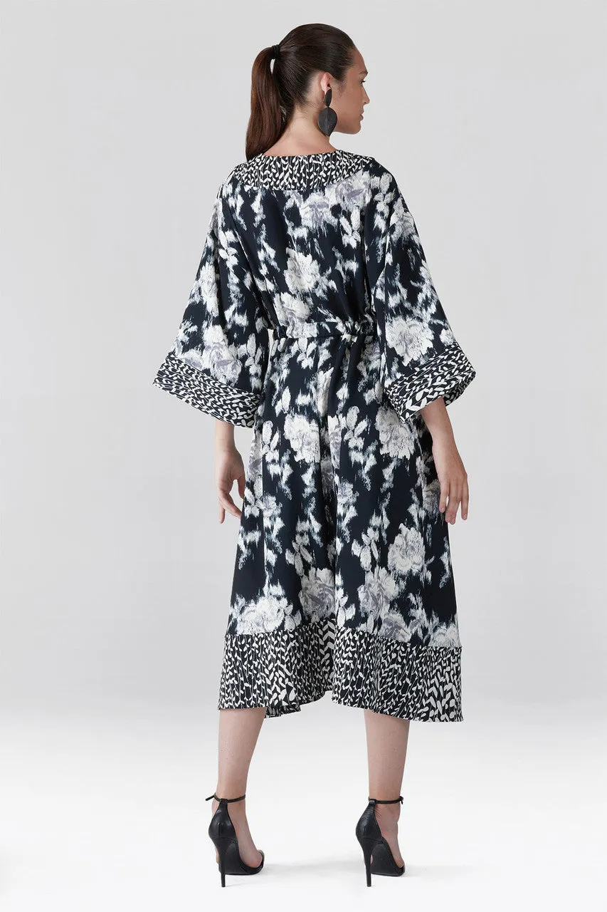 Tie-Dye Floral - Fluid Crepe Kimono Dress