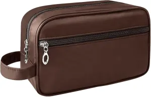Toiletry Bag for Women,Travel Makeup Bag Organizer,Medium Hanging Travel Toiletry Bag,Large Wide-open Travel Bag for Toiletries,Dopp Kit Water-resistant Shaving Bag for Accessories-Brown