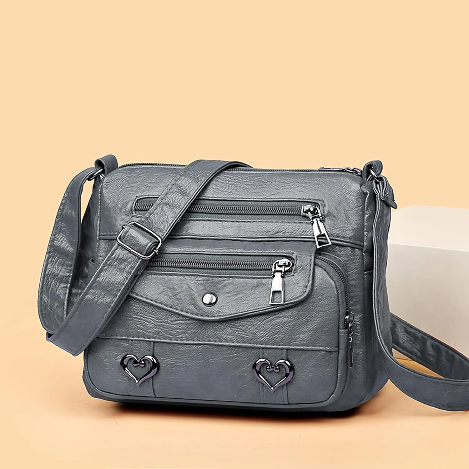 Top Zip Shoulder Bag Women's Leather Lock Design Bucket Bag Vegetable Basket, Fashion Lightweight Versatile Shoulder Handbag