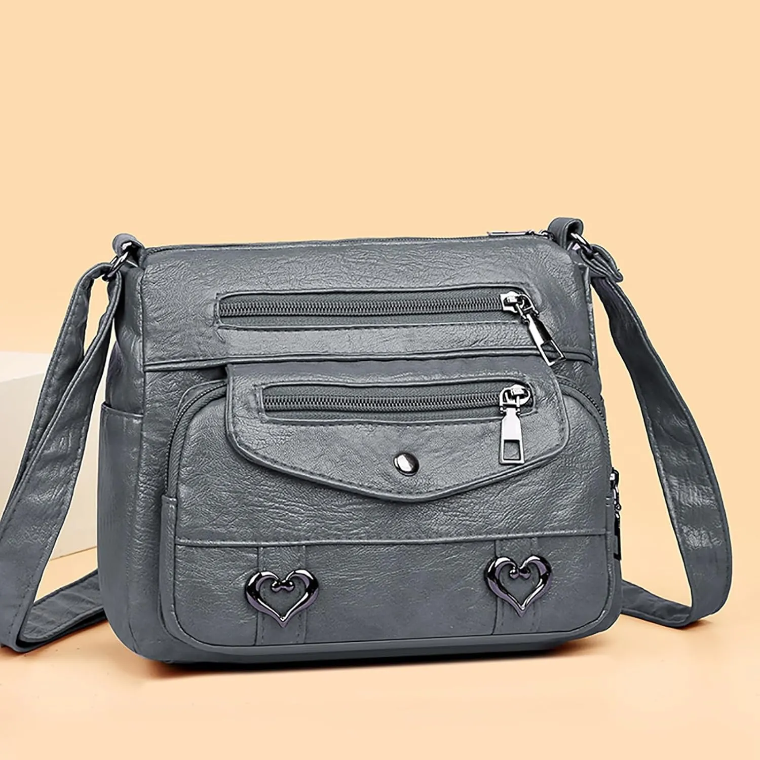 Top Zip Shoulder Bag Women's Leather Lock Design Bucket Bag Vegetable Basket, Fashion Lightweight Versatile Shoulder Handbag