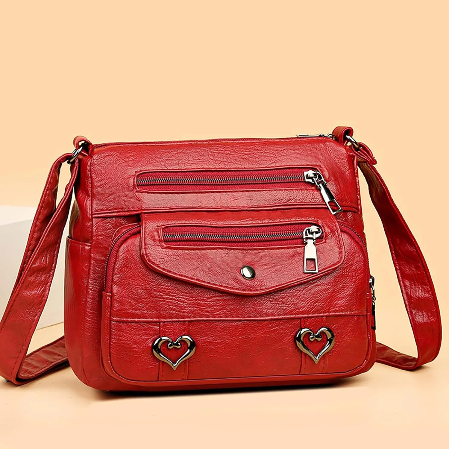 Top Zip Shoulder Bag Women's Leather Lock Design Bucket Bag Vegetable Basket, Fashion Lightweight Versatile Shoulder Handbag