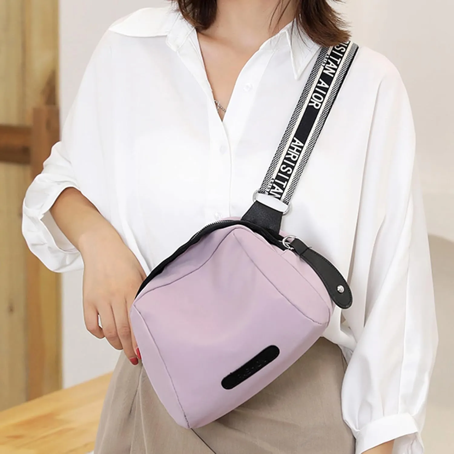 Tote Bag For Women Casual Square Shoulder Bags Lightweight Nylon Fabric Crossbody Bag For Shopping Travel