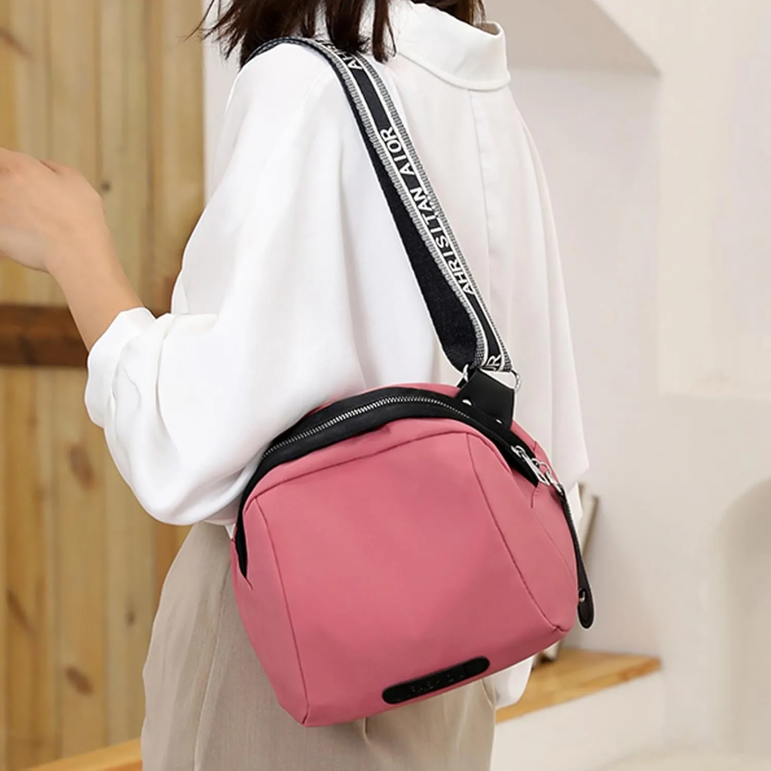 Tote Bag For Women Casual Square Shoulder Bags Lightweight Nylon Fabric Crossbody Bag For Shopping Travel