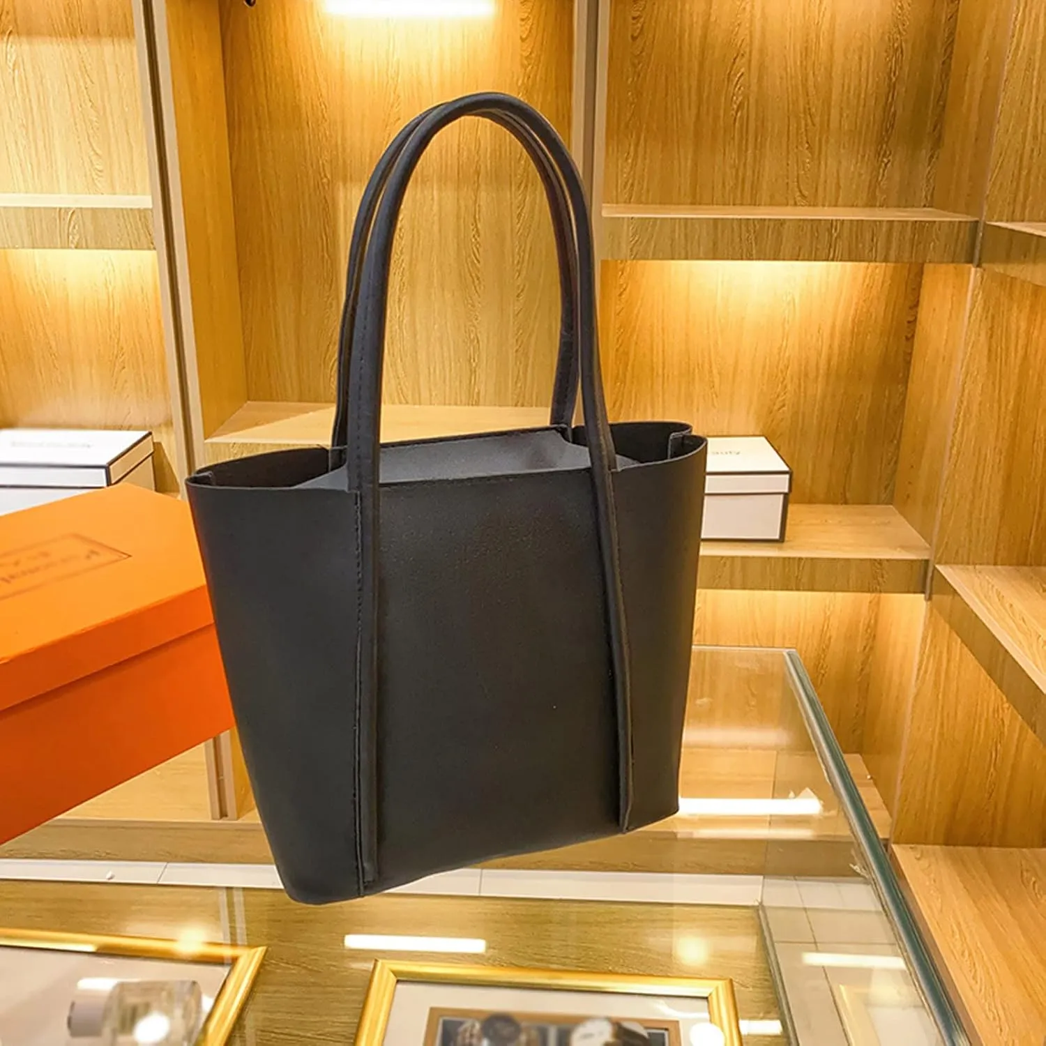 Tote Bag For Women Elegant Leather Solid Color Shoulder Bag Zipper Plus Large Bag Hand Bag For Travel Essential