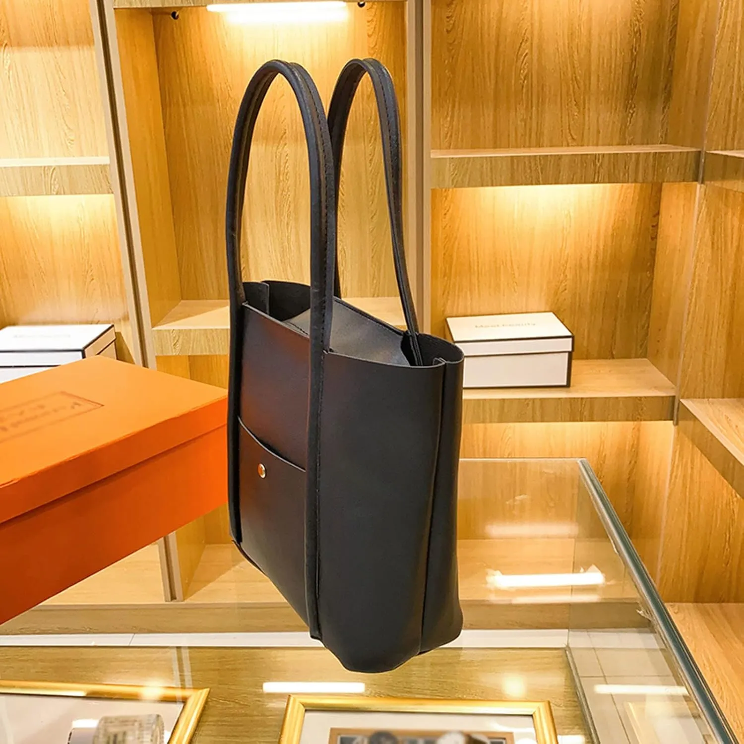 Tote Bag For Women Elegant Leather Solid Color Shoulder Bag Zipper Plus Large Bag Hand Bag For Travel Essential