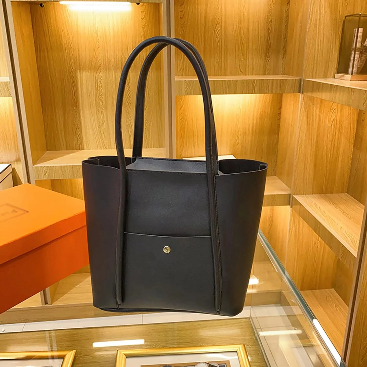Tote Bag For Women Elegant Leather Solid Color Shoulder Bag Zipper Plus Large Bag Hand Bag For Travel Essential