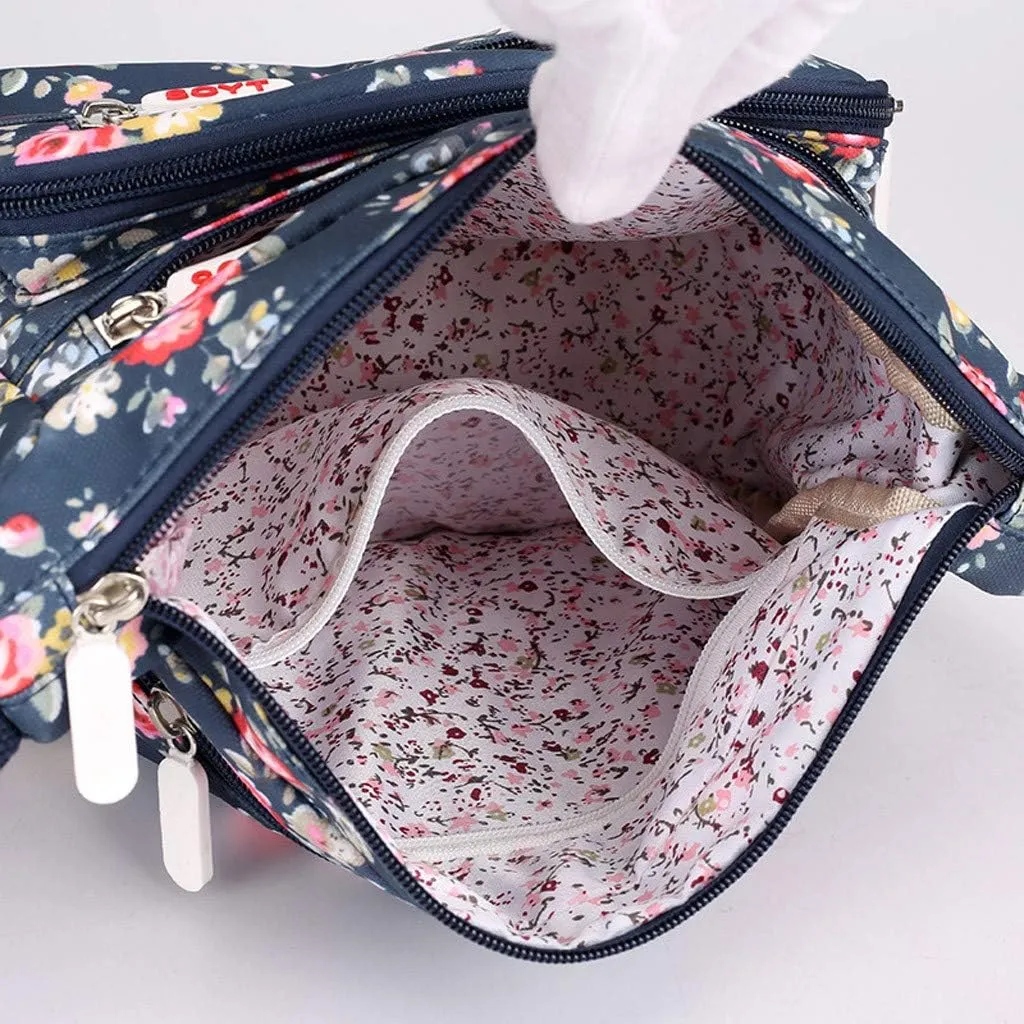 Tote Bag For Women Medium Floral Bag With Adjustable Shoulder Strap Nylon Crossbody Handbags For Shopping Travel Essential