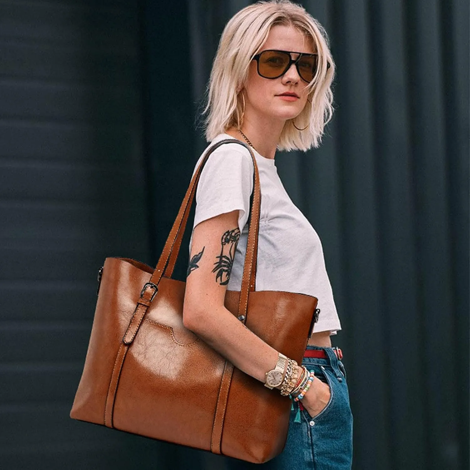 Tote Bag For Women Retro Hobo Handbags Woman Large Designer Ladies Bag Pocket Purse Leather For Daily Shopping Travel R