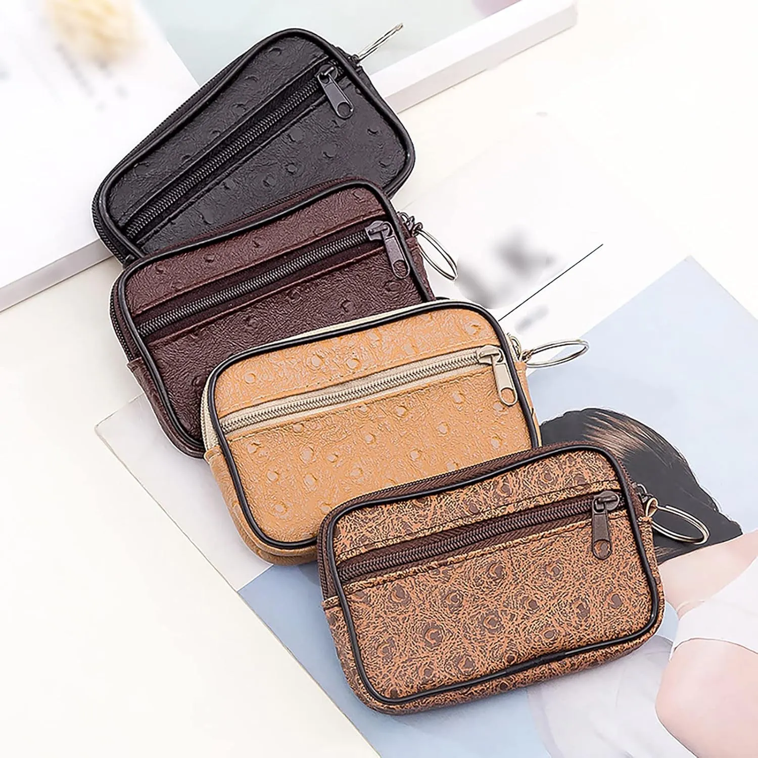 Tote Bag For Women Soft Leather Small Square Bag Small Wallet Lightweight Zipper Purse Card Holder Change Mini Bags