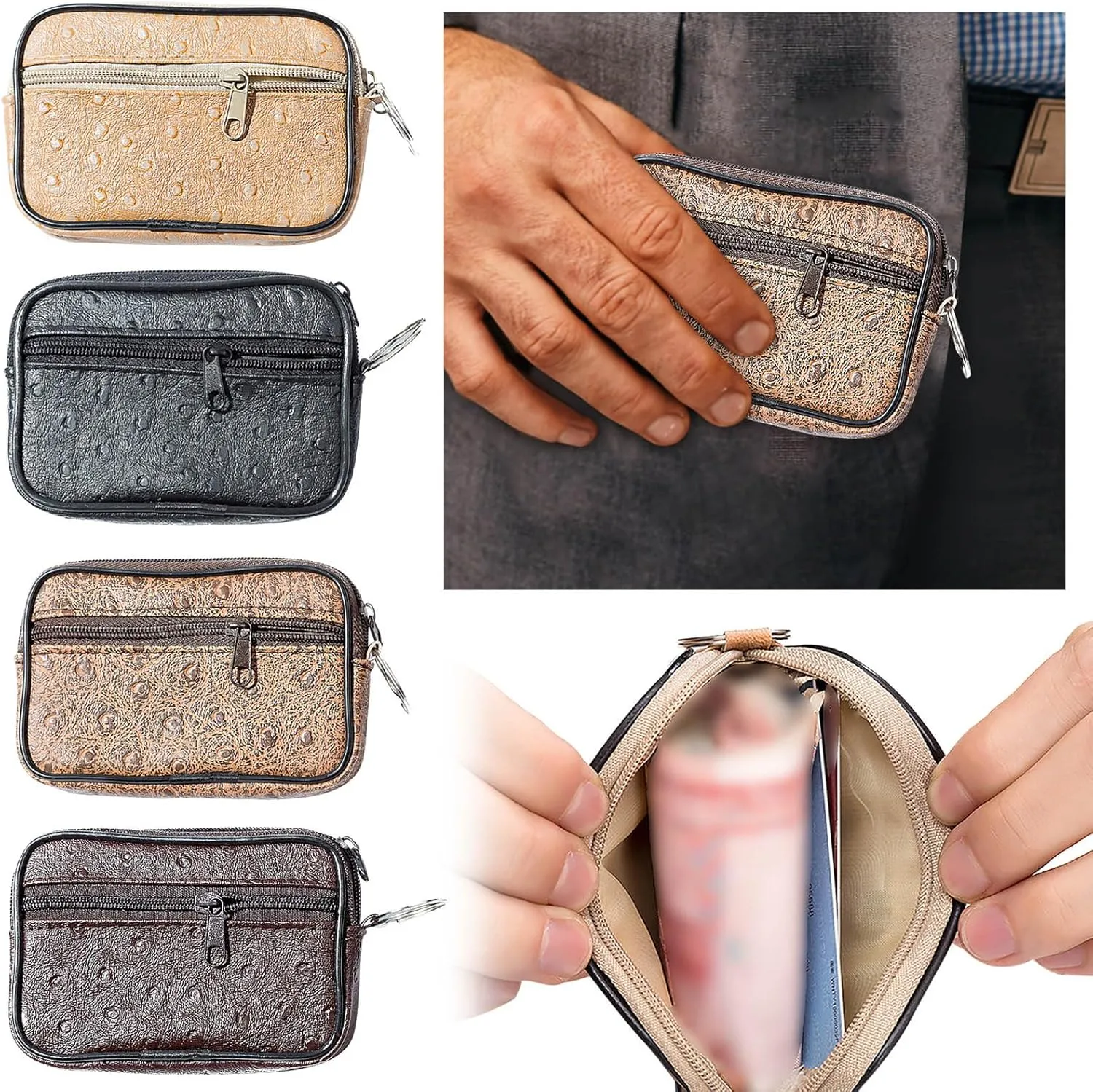 Tote Bag For Women Soft Leather Small Square Bag Small Wallet Lightweight Zipper Purse Card Holder Change Mini Bags