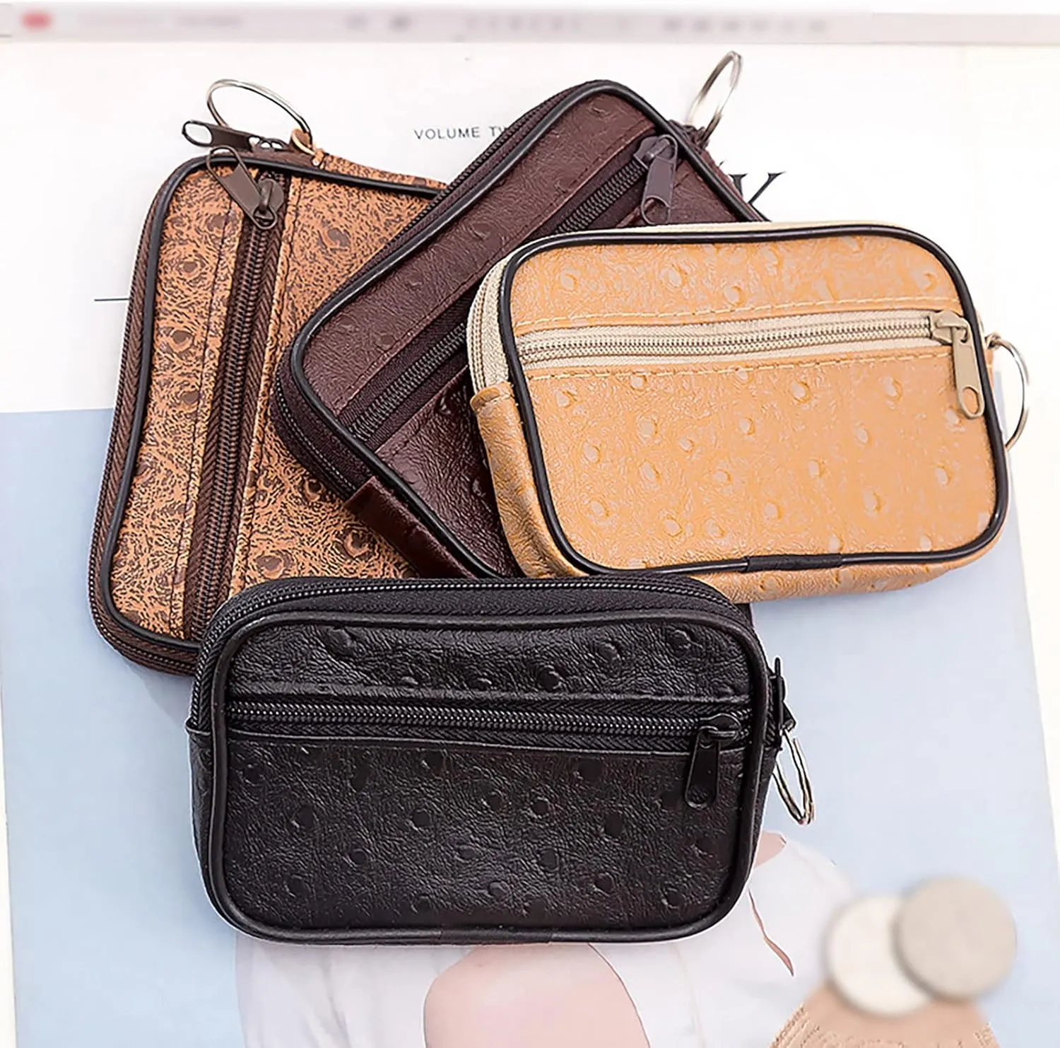 Tote Bag For Women Soft Leather Small Square Bag Small Wallet Lightweight Zipper Purse Card Holder Change Mini Bags