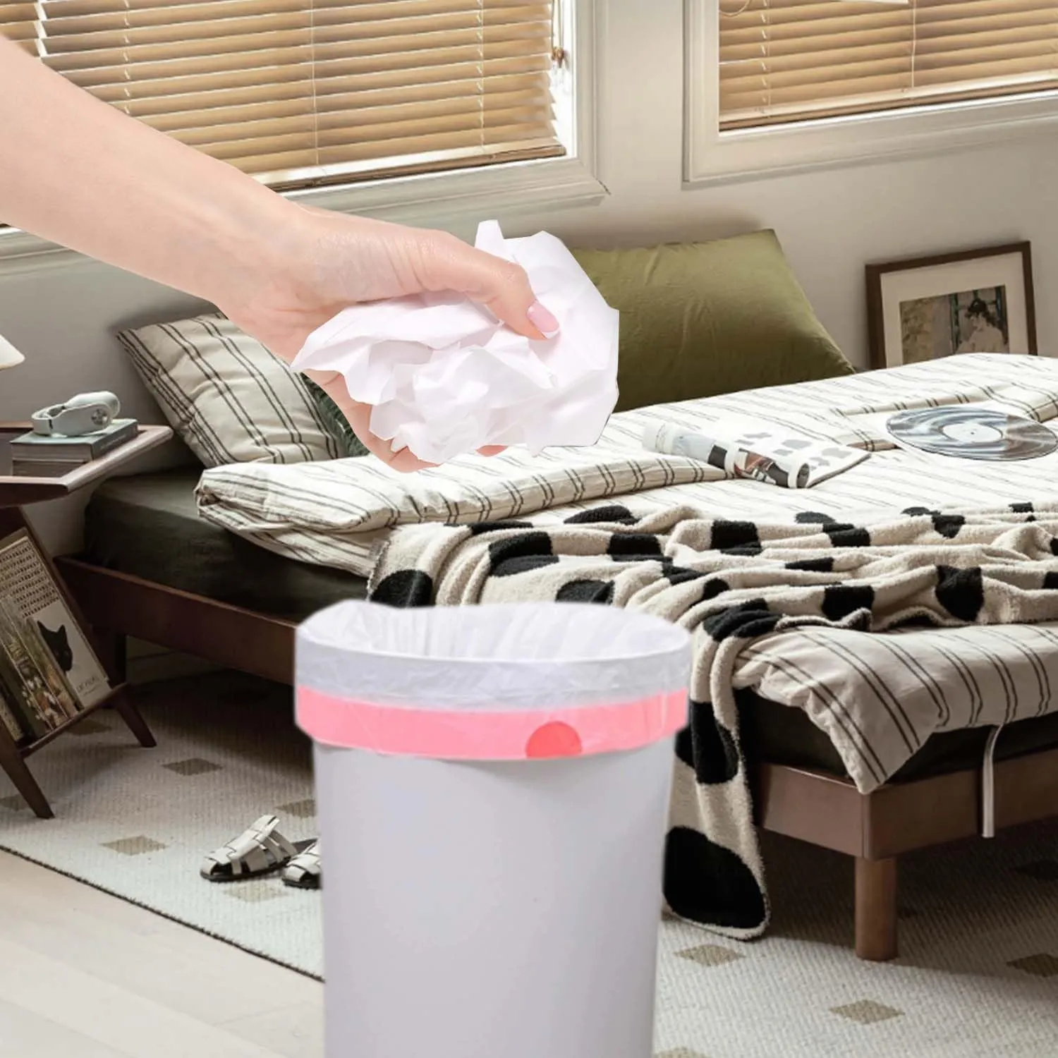 Trash Bags 4 Gallon Drawstring, Small Garbage Bags, 1.2Mil Thickness, 45 * 50cm, 5.5g/pcs, Pack of 19 Pcs, Unscented, Black