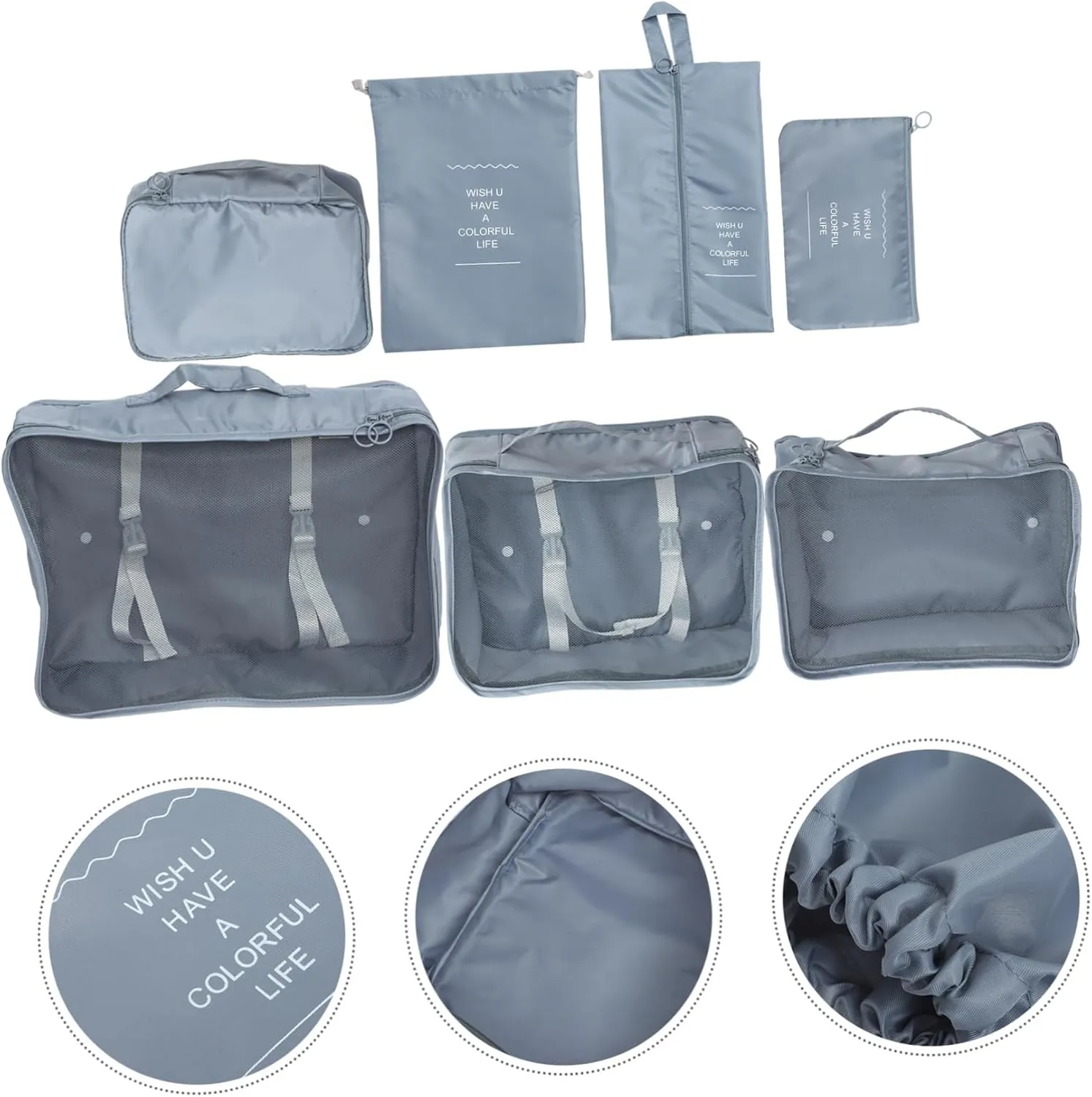 Travel Luggage Organizers 7pcs Packing Cubes Suitcase Pouches Bag Organizer Mesh Travel Bags