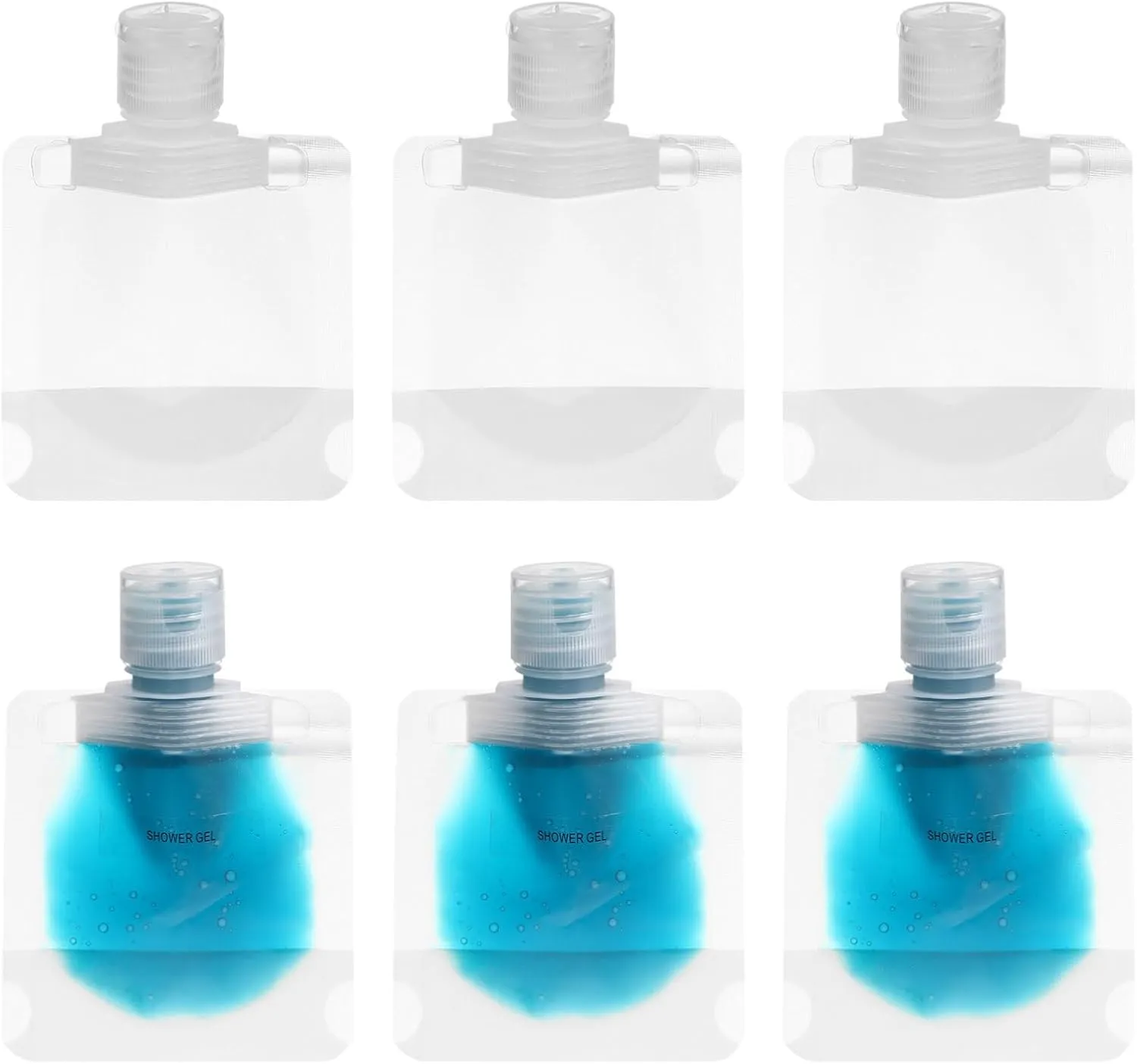 Travel Size Refillable Empty Squeeze Pouch, 30ml Stand Up Pouch Toiletry Lotion Gel Squeezable Bags Plastic Toiletry Containers for Travel Toiletries Cosmetic, 15pcs