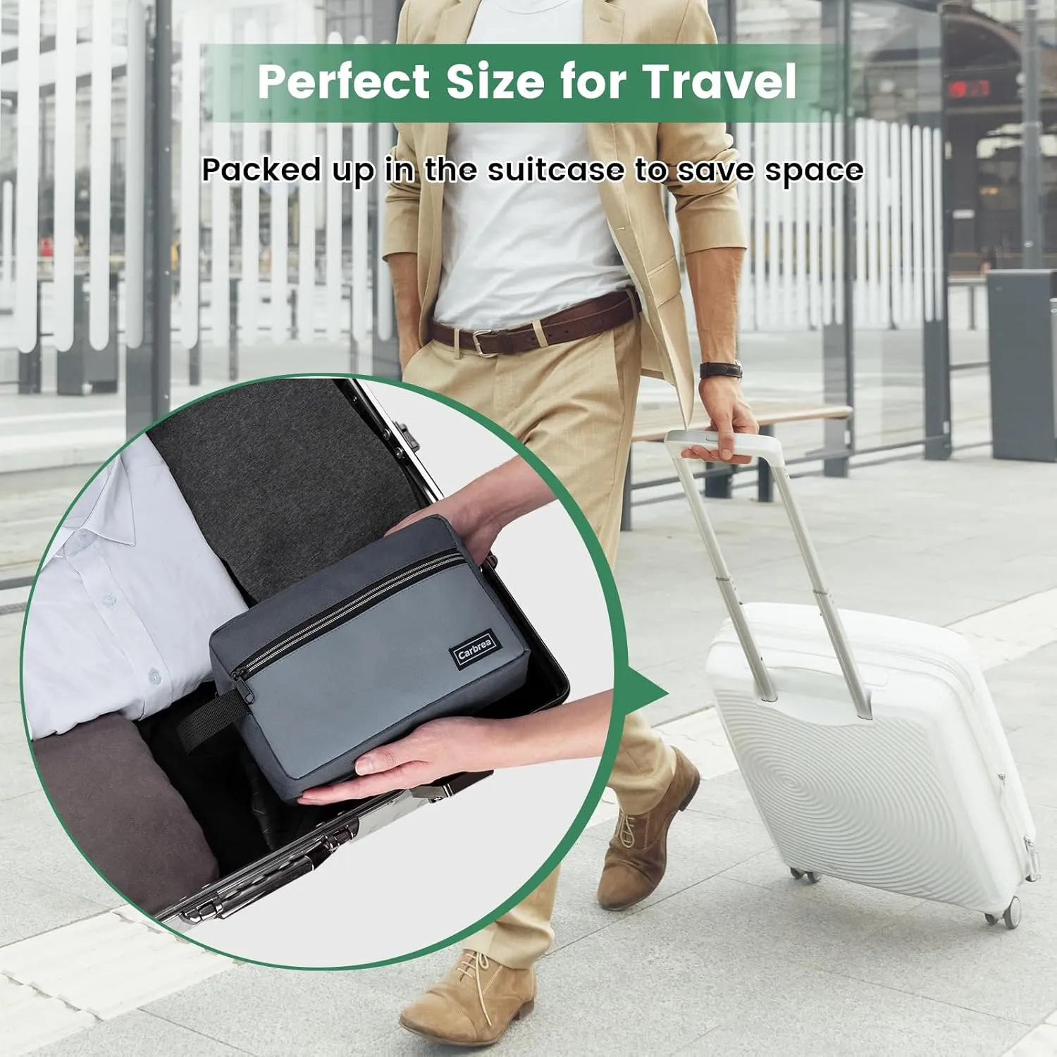 Travel Toiletry Bag - Small Toiletry Bag for Men Skincare Bag Doop Kit for Toiletries Accessories Gifts - Grey