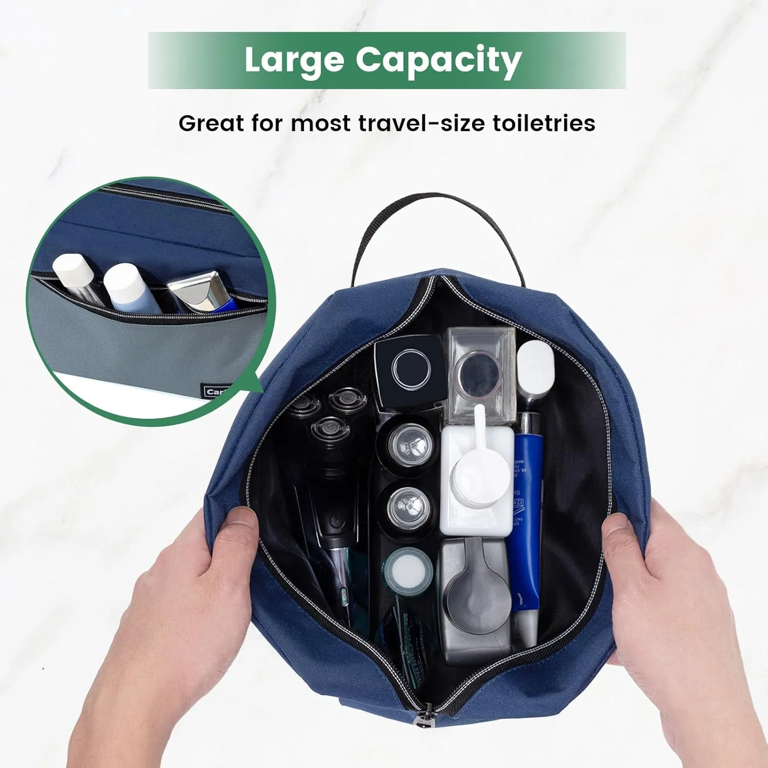 Travel Toiletry Bag - Small Toiletry Bag for Men Skincare Bag Doop Kit for Toiletries Accessories Gifts - Navy Blue