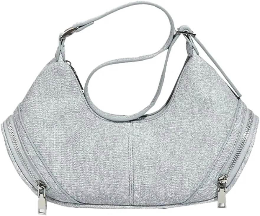 Trendy Shoulder Bag for Women Y2K Dumpling Handbag Small Vegan Leather Purse Top Handle Satchels Punk Clutch