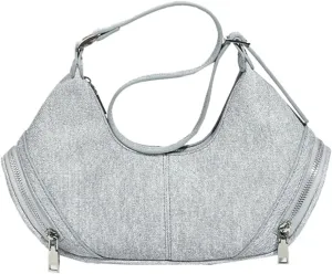 Trendy Shoulder Bag for Women Y2K Dumpling Handbag Small Vegan Leather Purse Top Handle Satchels Punk Clutch