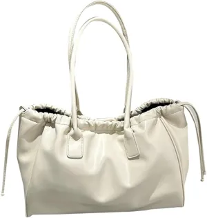 Trendy Shoulder Bags for Women Soft Vegan Leather Handbags Large Tote Purse Slouchy Top Handle Satchels with Drawstring