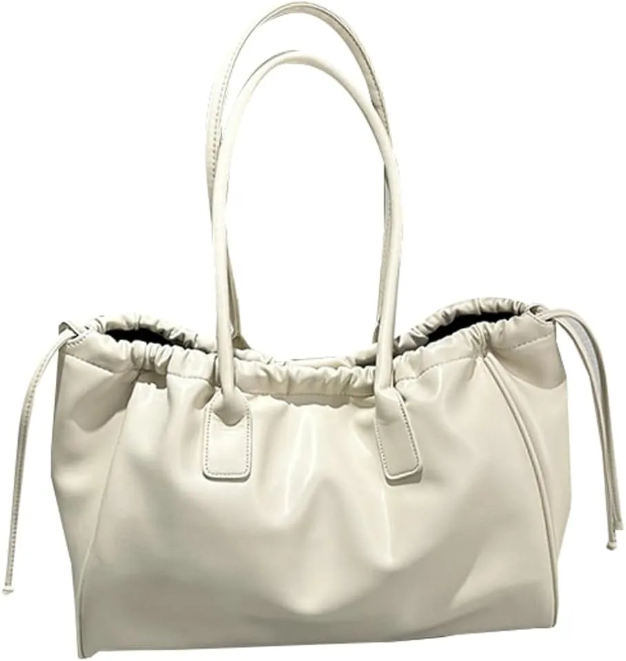 Trendy Shoulder Bags for Women Soft Vegan Leather Handbags Large Tote Purse Slouchy Top Handle Satchels with Drawstring