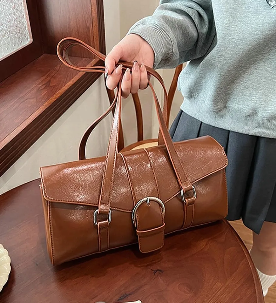 Trendy Shoulder Bags for Women Y2K Tote Purse Small Vintage PU Leather Handbag Ladies Top Handle Satchels