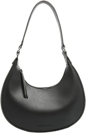 Trendy Vegan Leather Shoulder Bags for Women Small Crescent Tote Purse Handbags Casual Design Underarm Satchels