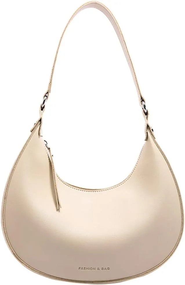 Trendy Vegan Leather Shoulder Bags for Women Small Crescent Tote Purse Handbags Casual Design Underarm Satchels