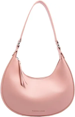 Trendy Vegan Leather Shoulder Bags for Women Small Crescent Tote Purse Handbags Casual Design Underarm Satchels
