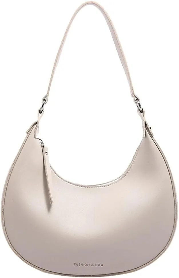 Trendy Vegan Leather Shoulder Bags for Women Small Crescent Tote Purse Handbags Casual Design Underarm Satchels
