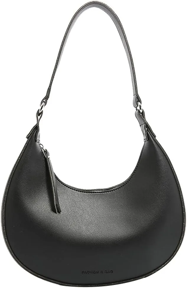 Trendy Vegan Leather Shoulder Bags for Women Small Crescent Tote Purse Handbags Casual Design Underarm Satchels