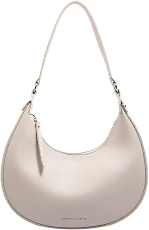 Trendy Vegan Leather Shoulder Bags for Women Small Crescent Tote Purse Handbags Casual Design Underarm Satchels