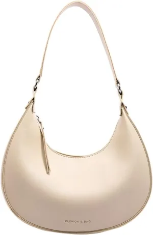 Trendy Vegan Leather Shoulder Bags for Women Small Crescent Tote Purse Handbags Casual Design Underarm Satchels