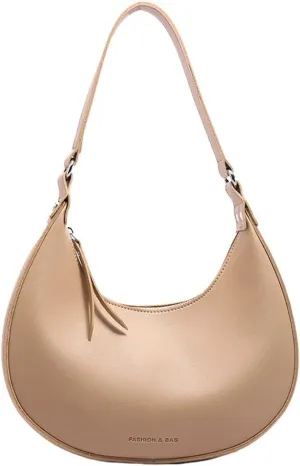 Trendy Vegan Leather Shoulder Bags for Women Small Crescent Tote Purse Handbags Casual Design Underarm Satchels