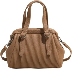 Trendy Vegan Leather Shoulder Crossbody Bag for Women Small Y2k Pleated Handbags Clutch Purse Top Handle Satchels