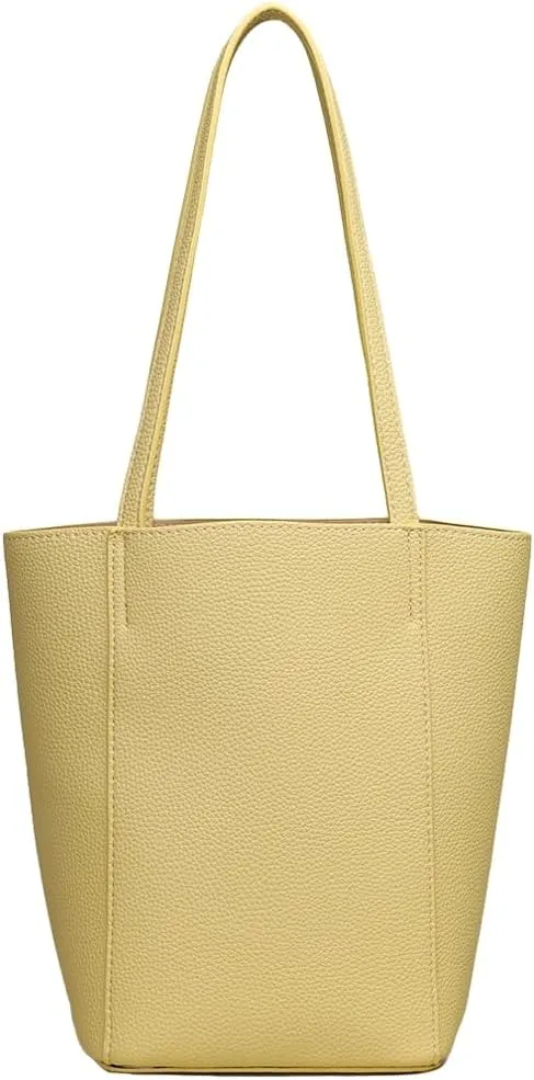 Trendy Vegan Leather Tote Bag for Women Large Shoulder Purse Casual Working Handbag Bucket Satchels 2pcs