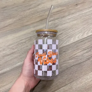 Trust Your Vibes Can Glass with Lid & Straw