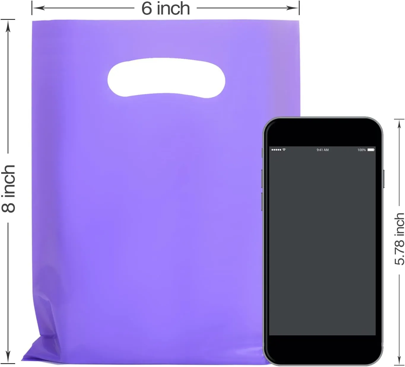 Umikk 100 Pcs Small Plastic Gift Bags, 6"x8" Party Bags for Kids Birthday, Small Plastic Bags with Handles, Party Favor Bags for Easter, Christmas, Valentine's, Craft Show, Wedding, 10 Color