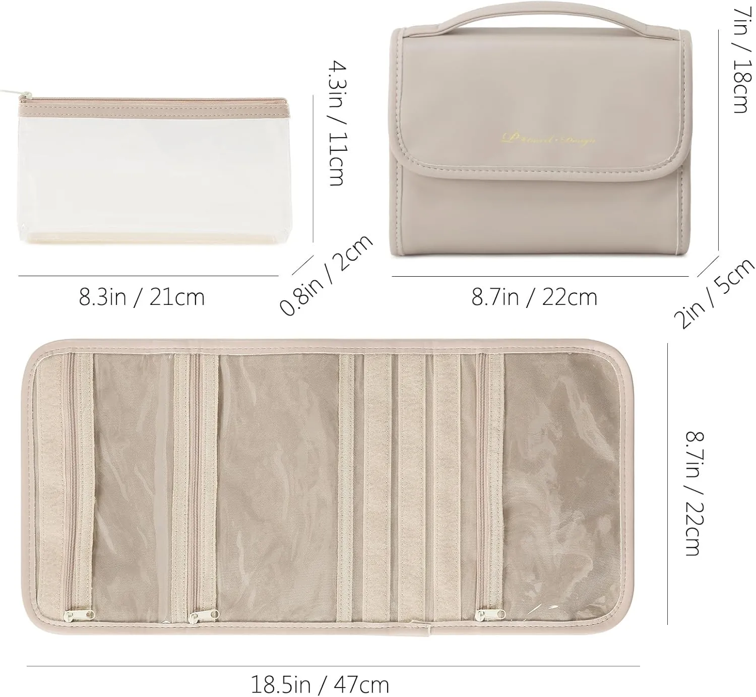 VanFn Cosmetic Bags, Makeup Bag Cosmetic Bag for Women Cosmetic Travel Makeup Bag Large Travel Toiletry Bag for Girls Make Up Bag Brush Bags P.Travel Series